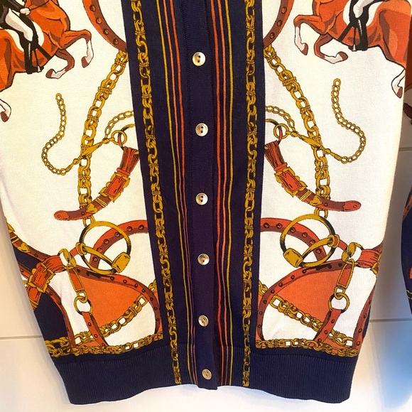 NWOT rare Talbots Equestrian Print Cardigan. Size medium. - Picture 13 of 13
